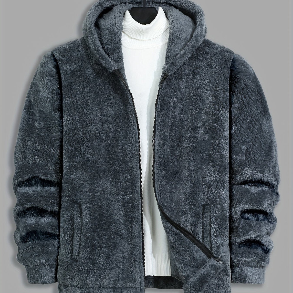 Men's Hooded Zip Jacket – Relaxed Fit – Dark Gray