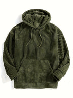 Unisex Ribbed Pullover Hoodie – Relaxed Fit