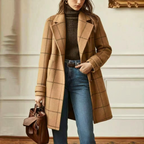 Women's Wool Blend Check Coat – Office & Casual