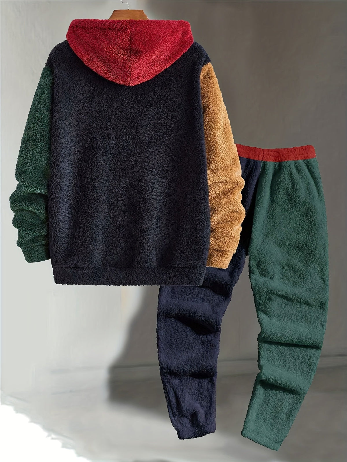 Men's Colour Block Hooded Two-Piece Lounge Set