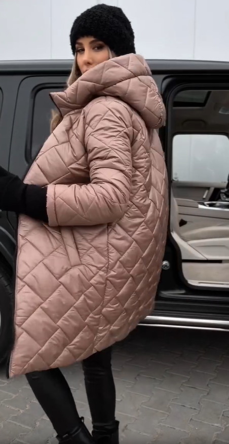 Women's Long Quilted Down Puffer Jacket with Hood