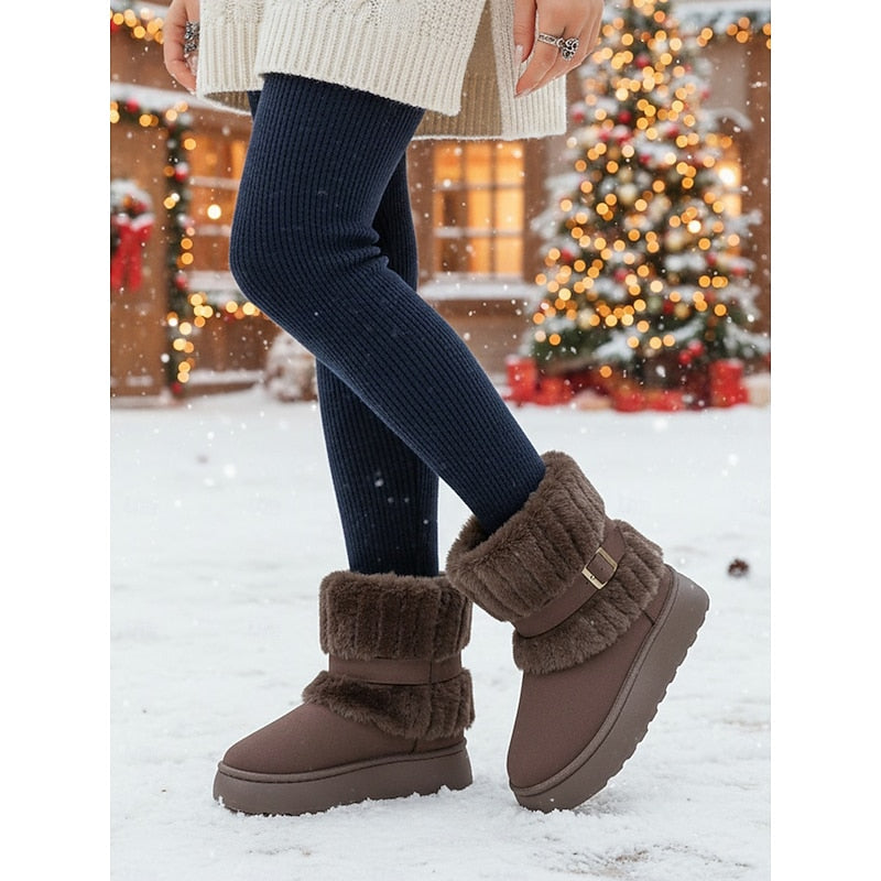 Women's Fur-Trimmed Snow Boots – Plush Lined