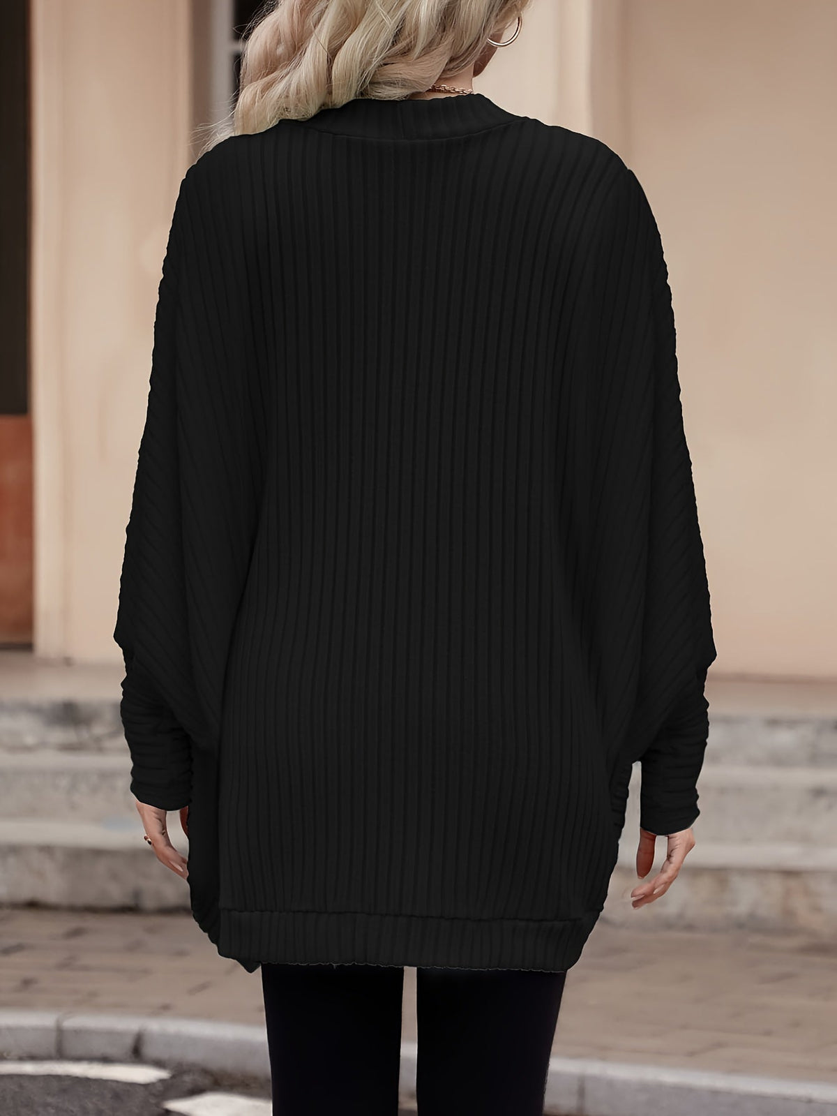 Women's Relaxed Open-Front Ribbed Cardigan