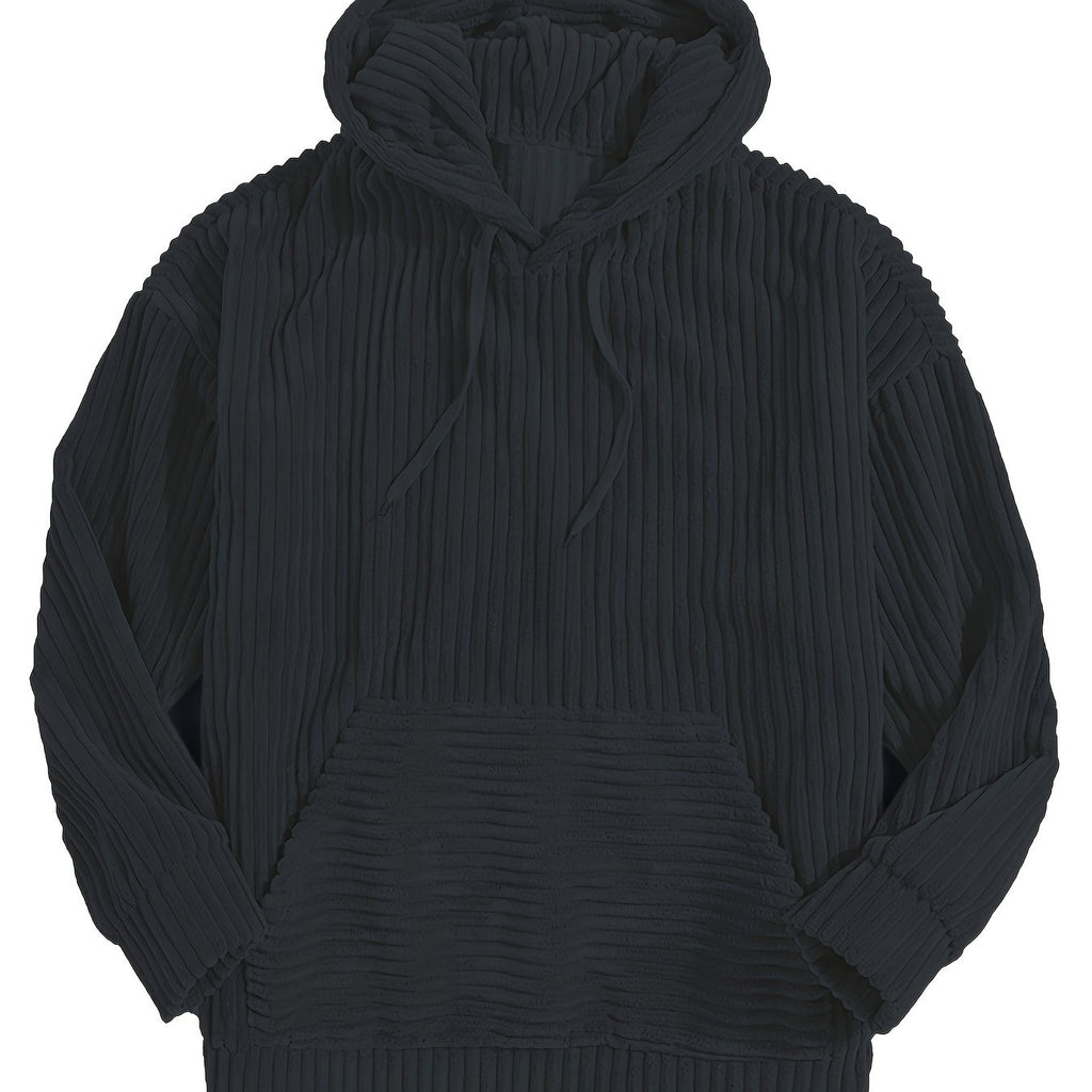 Unisex Ribbed Pullover Hoodie – Relaxed Fit – Navy