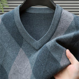 Men's Argyle V-Neck Jumper – Blue