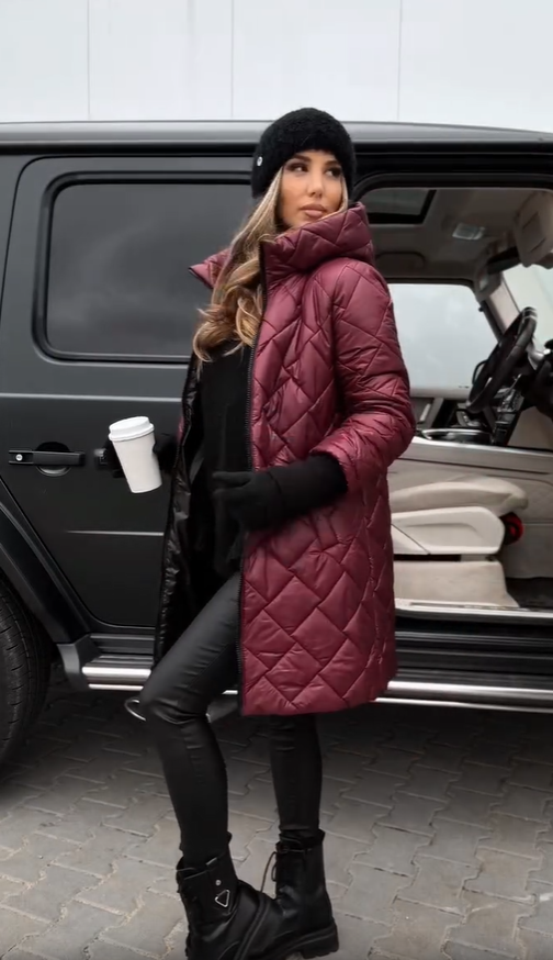 Women's Long Quilted Down Puffer Jacket with Hood