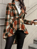 Women's Draped Plaid Open-Front Jacket