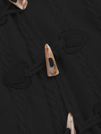 Women's Black Fur-Trimmed Hooded Longline Coat