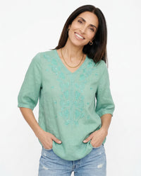 V-Neck Cotton Blouse for Women - Casual Everyday Wear Top