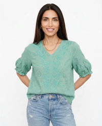 V-Neck Cotton Blouse for Women - Casual Everyday Wear Top