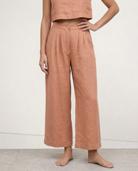 Pleated Linen Culotte Pants for Women - Lightweight, Casual Summer Trousers