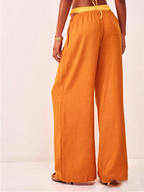 Linen Drawstring Trousers for Women - Casual Lightweight Summer Pants