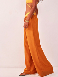 Linen Drawstring Trousers for Women - Casual Lightweight Summer Pants