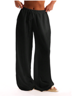 Linen Drawstring Trousers for Women - Casual Lightweight Summer Pants