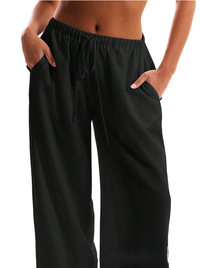Linen Drawstring Trousers for Women - Casual Lightweight Summer Pants