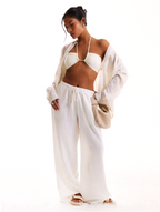 Linen Drawstring Trousers for Women - Casual Lightweight Summer Pants