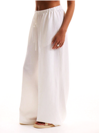 Linen Drawstring Trousers for Women - Casual Lightweight Summer Pants