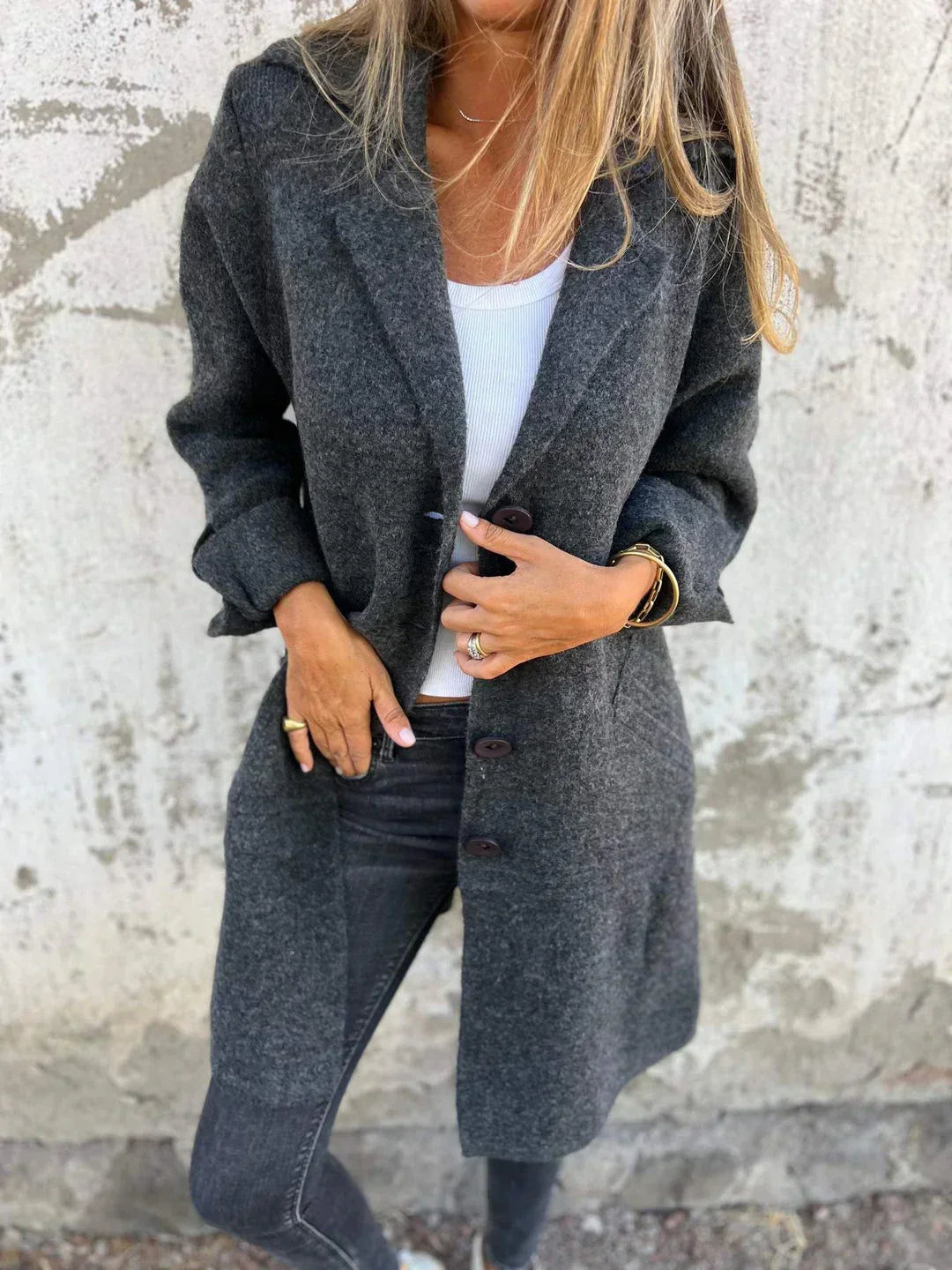 Women's Lapel Collar Button Blazer