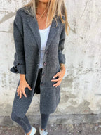 Women's Lapel Collar Button Blazer – Grey