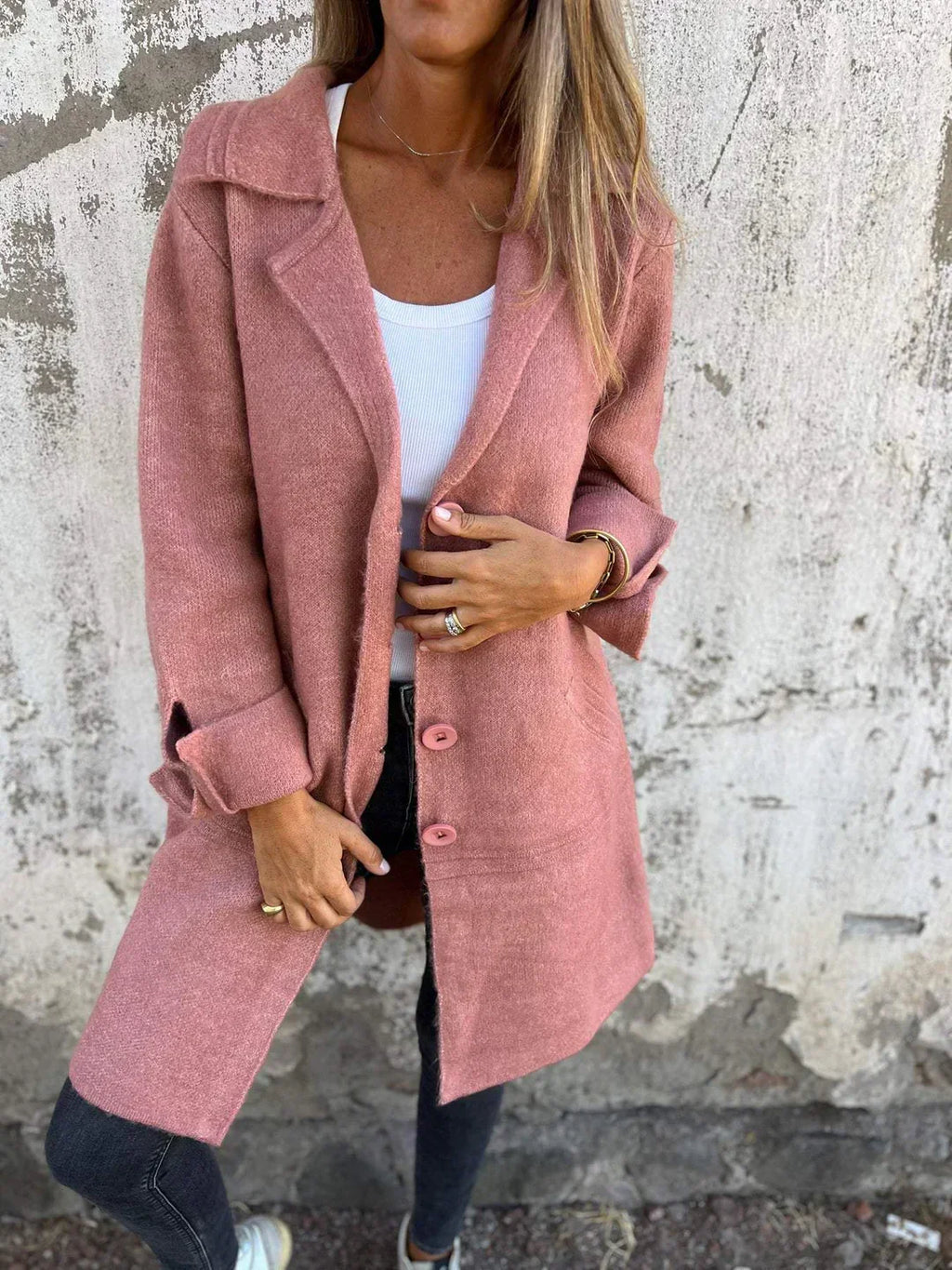 Women's Lapel Collar Button Blazer