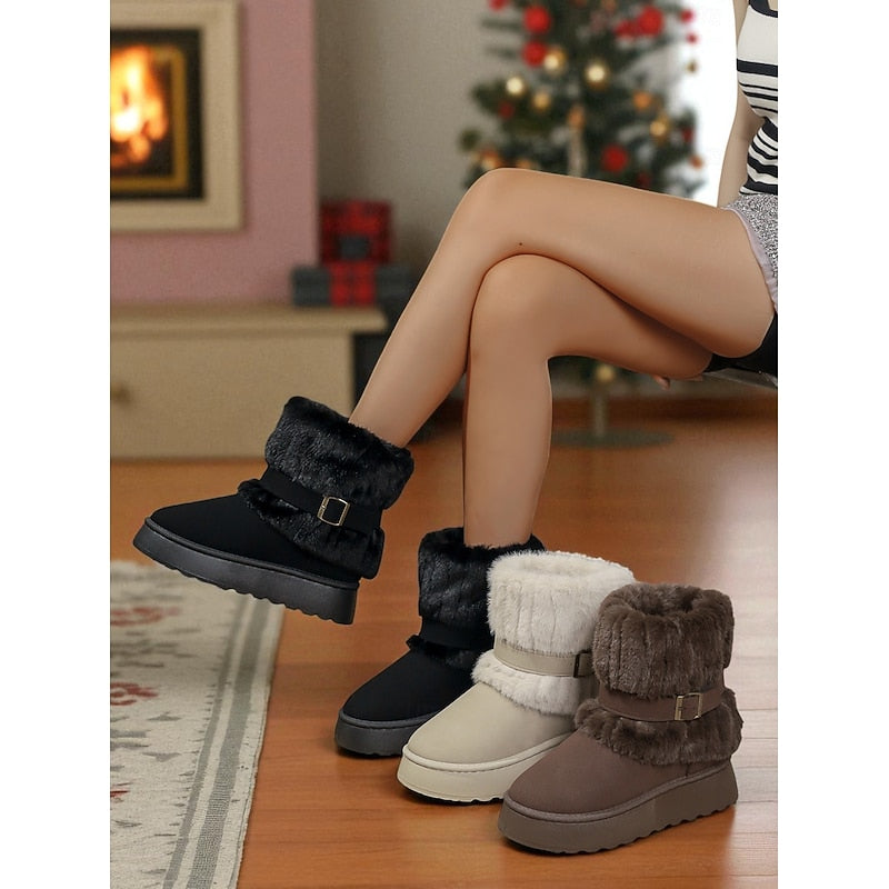 Women's Fur-Trimmed Snow Boots – Plush Lined