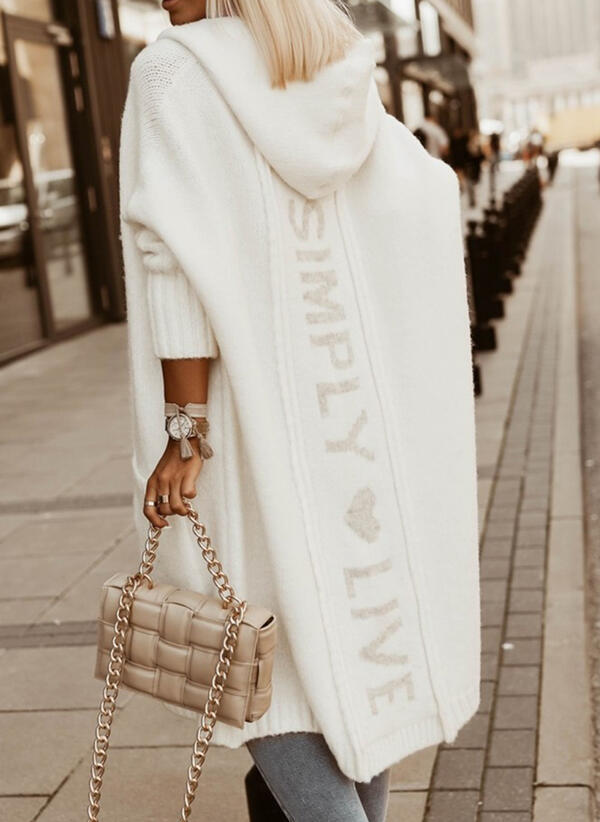 Women's Longline Open Cardigan – Relaxed Layering – White