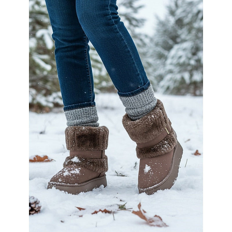 Women's Fur-Trimmed Snow Boots – Plush Lined