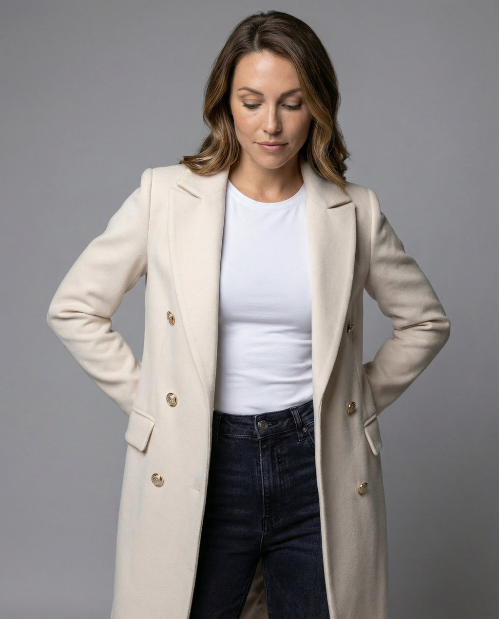 Women's Double-Breasted Winter Coat – Office & Casual