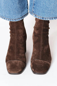 Women's Dark Brown Block Heel Ankle Boots