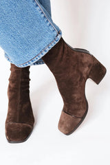 Women's Dark Brown Block Heel Ankle Boots