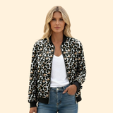 Women's Leopard Print Zip-Up Bomber Jacket