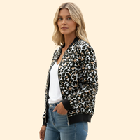 Bomber Jacket Leopard Print Women's Zip-Up – Casual, Holiday, Office, Gift · Werune