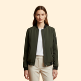 Men's Zip-Up Bomber Jacket with Ribbed Cuffs