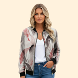 Women's Floral Print Full-Zip Bomber Jacket