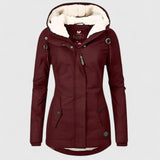 Hooded Fleece-Lined Jacket Navy Women's Winter Parka – Casual, Outdoor Warmth · Werune