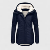 Hooded Fleece-Lined Jacket Navy Women's Winter Parka – Casual, Outdoor Warmth · Werune