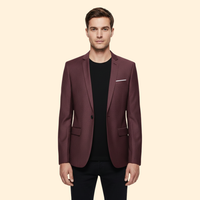 Men's Blazer Slim Fit Grey Single-Button Lined Suit Jacket – Office, Wedding, Formal, Gift
