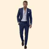Men's Suit Set Two-Piece Blue Tailored Fit Blazer & Trousers – Wedding, Office, Formal, Gift