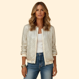 Women's Sequin Zip-Up Bomber Jacket – Party & Evening