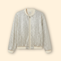 Sequin Bomber Jacket Women's Silver Zip-Up – Party, Evening, Holiday, Gift · Werune