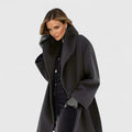 Wool Blend Coat Red Women's Shawl Collar Mid-Length Overcoat – Casual, Office · Werune