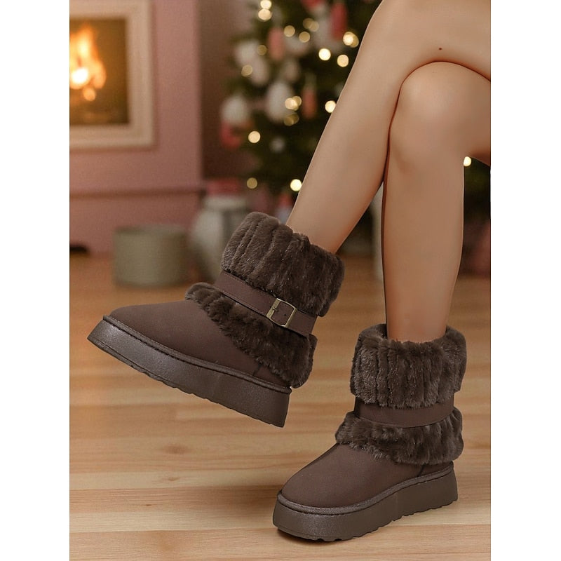Women's Fur-Trimmed Snow Boots – Plush Lined